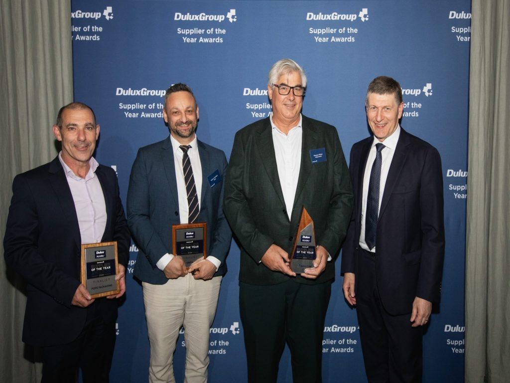 Updated news - Pat Aparo representing Pope Packaging at the Dulux Supplier Awards 2024.