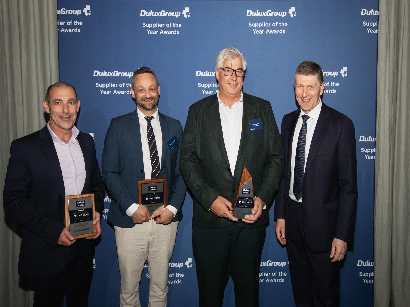 Updated news - Pat Aparo representing Pope Packaging at the Dulux Supplier Awards 2024.