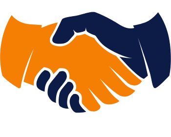 Custom manufacturing shaking hands logo.