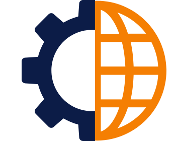 Custom manufacturing world icon.