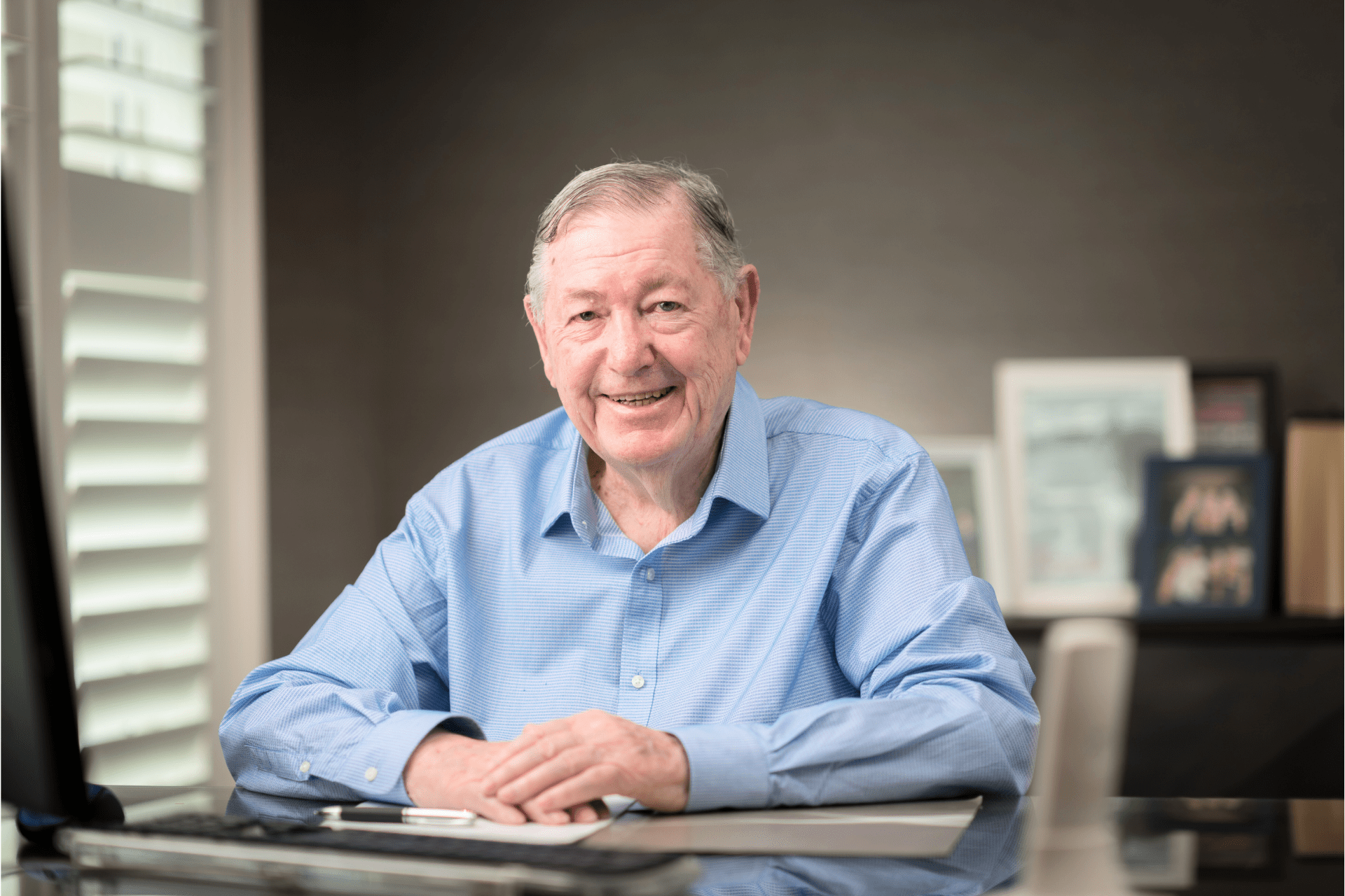 Portrait of Des Pope representing Our Company Story and origins through founder’s lasting legacy.