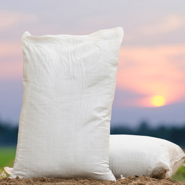 Fertiliser woven bag in the field